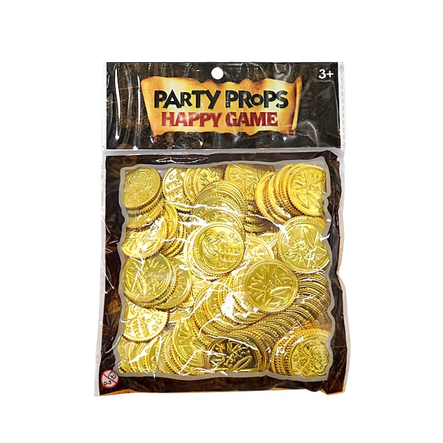  carnaval gekleurde gouden munten plastic munten halloween geluksmunten kinderspeelgoed rekwisieten gouden munten 100 voor halloween