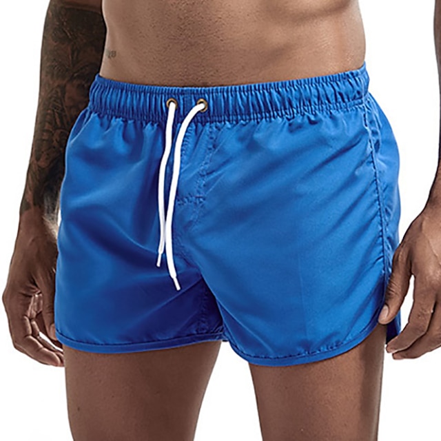 Men's Board Shorts Swim Shorts Swim Trunks Pocket Drawstring Straight Leg Plain Quick Dry