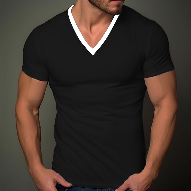  Pánské Tričko Tričko Top Bez vzoru Do V ulice Dovolená Krátké rukávy Oblečení Módní Designové Základní
