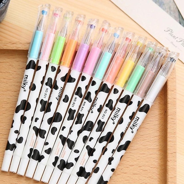  12 Stück/Set bunte, süße, milchige Kawaii-Kuh-Gelstifte für Geschenke im Büro, in der Schule, zu Hause, für Kinder, Freunde und Studenten, für den Schulanfang