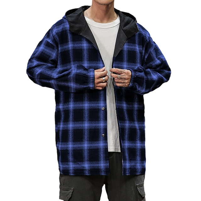  Hombre Abotonar la camisa Chaqueta tipo camisa Sobrecamisa Ropa Cotidiana Negro Rojo Azul Piscina Manga Larga Ropa