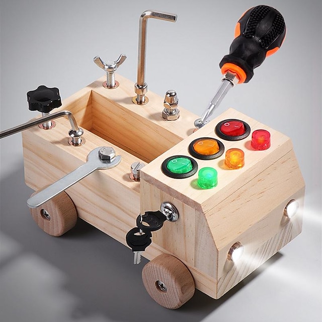  木製 LED スイッチビジーボード分解ネジナットツール車モンテッソーリ早期教育知育玩具学校に行く子供のためのホリデーギフト