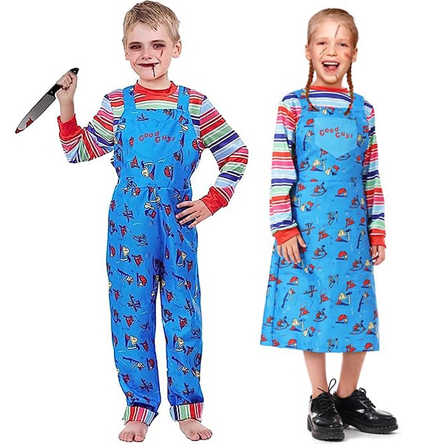  Chucky Skremmende dukke Cosplay kostyme Barne Gutt Jente Skremmende kostyme Ytelse Fest Halloween Karneval Mardi Gras Enkle Halloween-kostymer