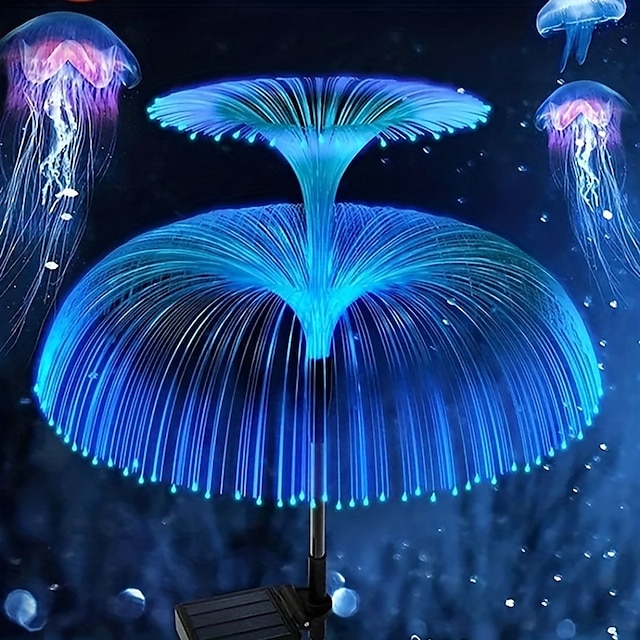  Solar Jellyfish Lights Outdoor Waterproof Colored Changing Solar Flowers Garden Lights for Pathway Patio Yard Deck Walkway Christmas Decoration