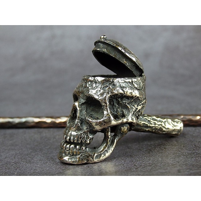  pipa da fumo con teschio umano di halloween, set da fumo creativo fatto a mano, teschio in miniatura in bronzo personalizzato, regalo unico per il fumatore, arredamento di halloween fatto a mano