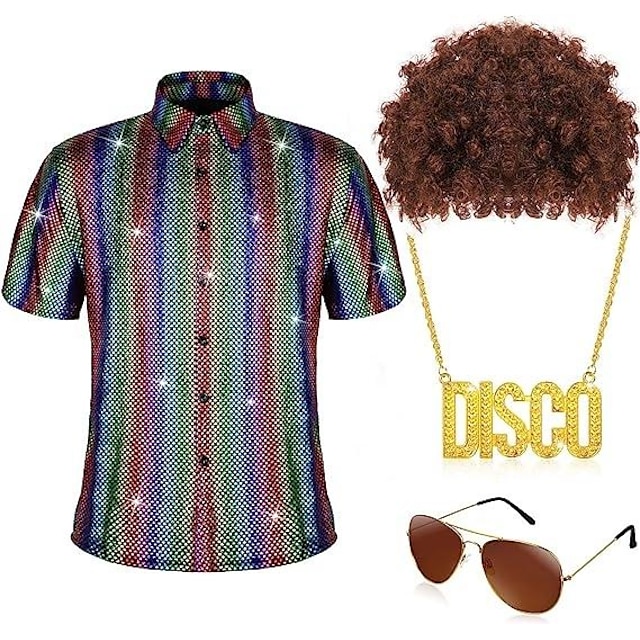  Retro 70. léta Disko Cosplay kostým Úbory cosplay Pánské Karneval Plesová maškaráda Večírek Pride Parade Měsíc hrdosti Dospělé Halenka Sklenice Šály Jaro léto