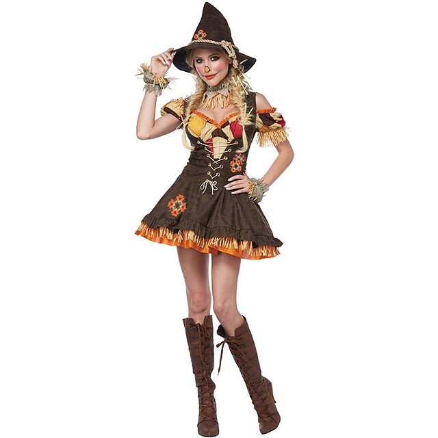 Scarecrow Halloween Cosplay Costume Party Costume Masquerade Carnival Costume Outfits Adults' Women's Masquerade Mardi Gras Performance Party Halloween Easy Halloween Costumes Dress Up 8