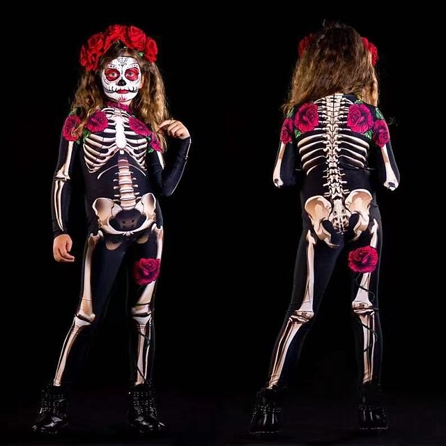 Skeleton Skull Halloween Cosplay Costume Party Costume One Piece Kid's Adults' Boys' Girls' Carnival Masquerade Mardi Gras Performance Party Easy Halloween Costumes Dress Up3