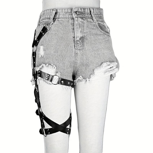 BODIY Leather Leg Harness  Punk Garter Belts For Rave, Halloween, Gothic  Outfits (Pack Of 2, Black)