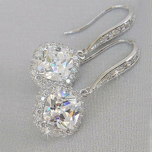  Women's Zircon Earrings Fine Jewelry Classic Precious Stylish Simple Earrings Jewelry White For Wedding Party 1 Pair