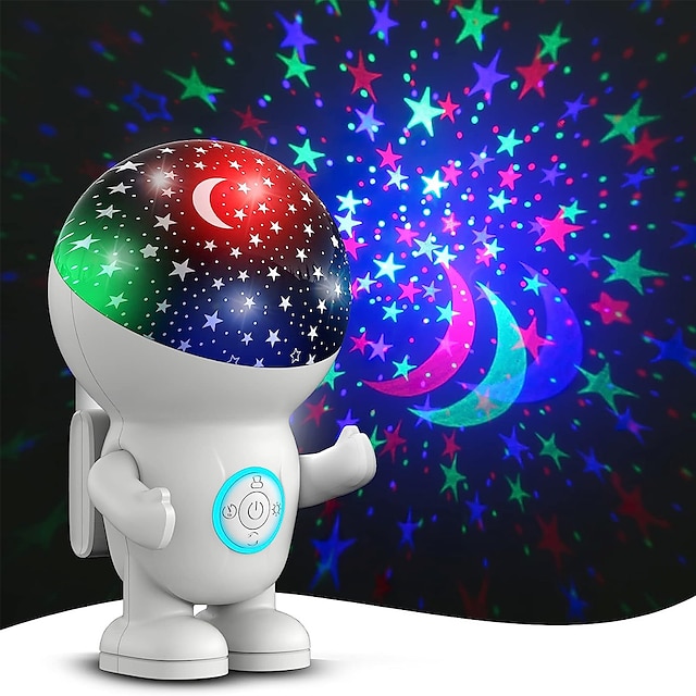  Star Projector Night Light Astronaut Starry Projector Lamp Birthday Christmas Gifts for Boys Girls 360 Rotating 8 Kind Sky Projector Auto Timing with Energy Halo Baby Nightlight