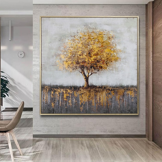  ręcznie malowany obraz olejny na płótnie dekoracja ścienna nowoczesne abstrakcyjne złote drzewo krajobraz do wystroju domu walcowane bezramowe nierozciągnięte malowanie