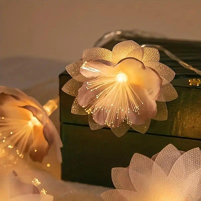 flor artificial decorativa luz led diy coroa de flores de conto de fadas luz de folha para festa em casa quarto de casamento pátio decoração interna e externa