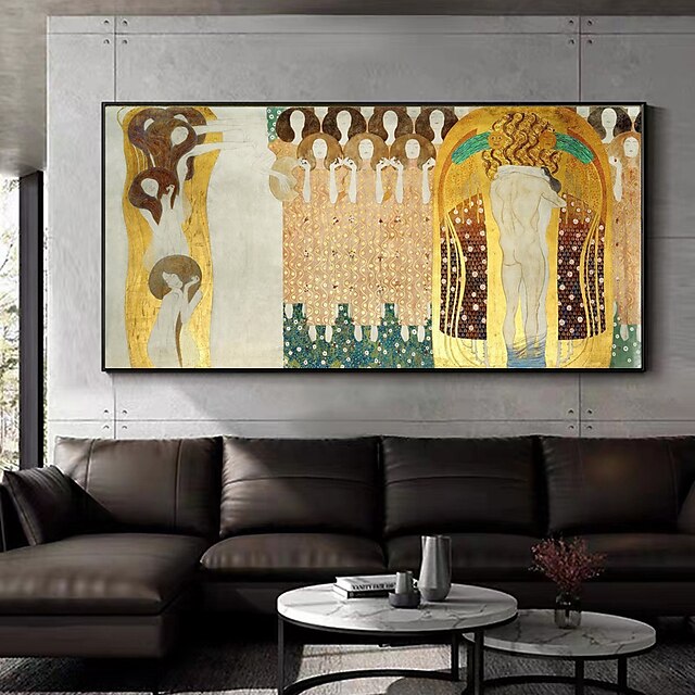  Gustav Klimt Oil Painting Handmade Painted Beethoven Frieze Choir Of Angels From Paradise 1901 Art Nouveau Reproduction Modern Style Canvas Wall Art Picture Home Decor Gift Rolled Canvas No Frame