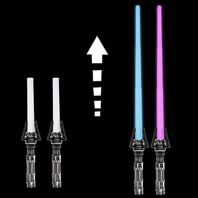  2pc 2 In 1 Retractable Lightsaber Star Wars 7 Color Retractable Flashing Sword New Unique Luminescent Toy for halloween