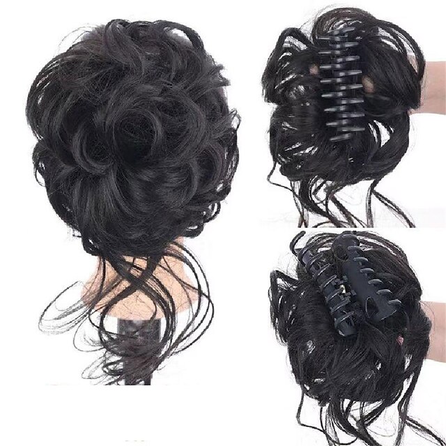 Messy Curly Wavy Hair Bun Claw Clip In Tousled Updo Hair Extensions ...