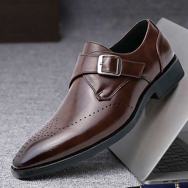  Bărbați Oxfords Pantofi formali Pantofi rochie Pantofi de stil britanic Afacere Casual Englezesc Nuntă Petrecere și seară PU Respirabil Comfortabil Buclă Negru Maro Primăvară Toamnă