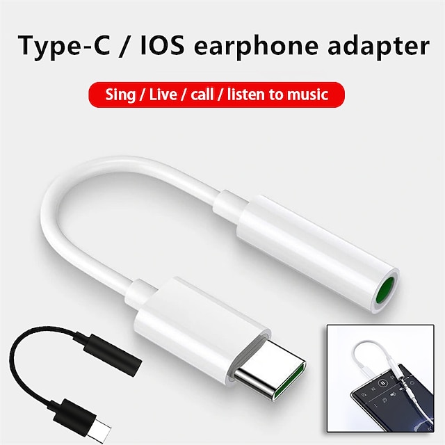  USB-C-auf-3,5-mm-Klinkenstecker, Headset-Kopfhörer-Adapter, Kopfhörer-Mikrofon, verkabeltes Aux-Kabel, männlicher Typ-C-auf-3,5-mm-Audiokonverter