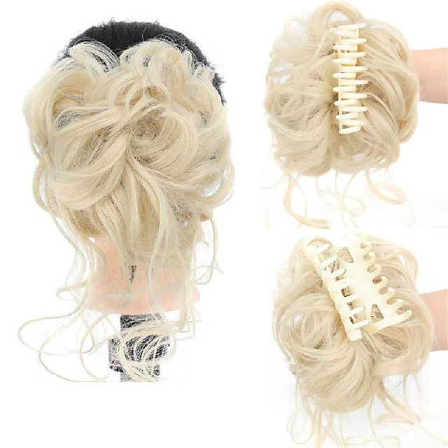 Messy Curly Wavy Hair Bun Claw Clip In Tousled Updo Hair Extensions ...