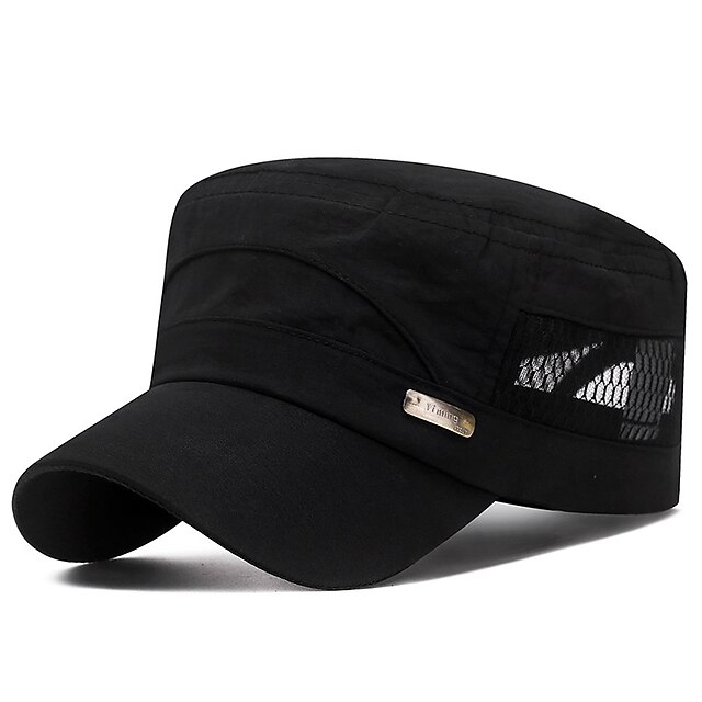  Homens boné militar chapéu de cadete Preto Azul Algodão Com Transparência Viagem Estilo Praia Ao ar livre Férias Tecido Ajustável