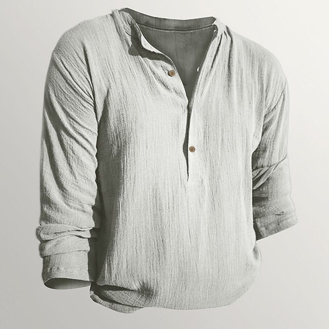 Men's Button T Shirt Henley Shirt Long Sleeve Shirt Long Sleeve Henley Spring &  Fall Plain Designer Basic Modern Contemporary Vacation Street Going out Black White Royal Blue Top Tee for Men3