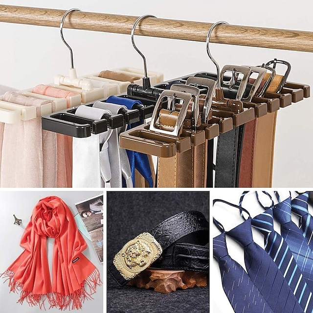  Belt Hanger for Closet, 10 Belts Rack Storage Organizer, Holder - Closet Tie Racks Hangers Sturdy for Men Women