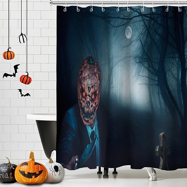 Yadshoti Halloween Duschvorhang – Skelett-Paar Design, Polyester, 178x178 Cm, Mit Haken