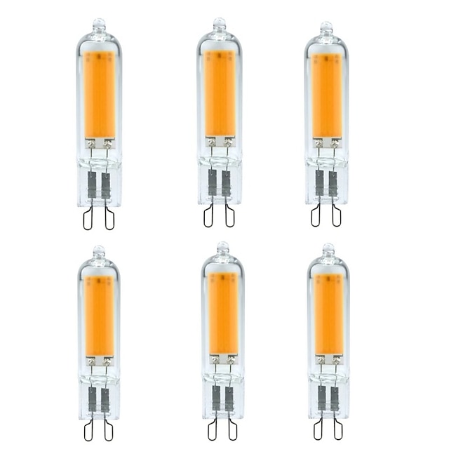  6 stk 3,5w led bi-pin lys 300 lm g9 /g4 t 1 led perler cob varm hvid /hvid dæmpbar 220-240 v