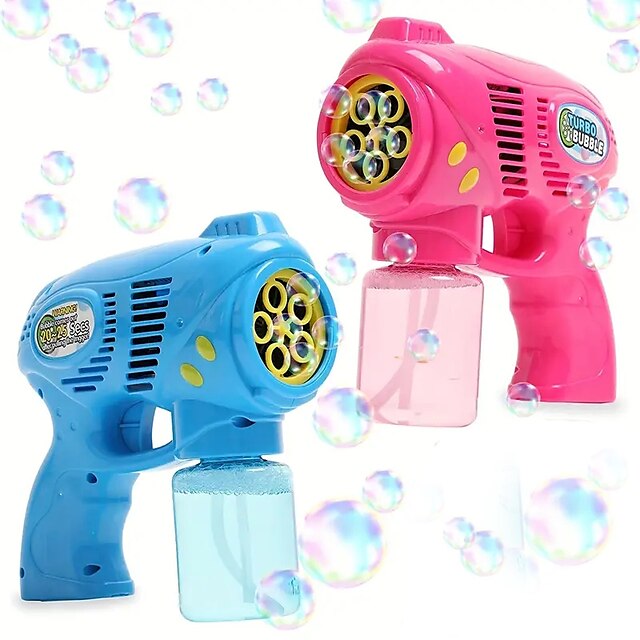  1pc pistola a bolle macchina a bolle automatica modelli rossi e blu vano batteria che soffia bolle elettriche giocattoli creativo piccolo regalo accessori per feste forniture per feste di compleanno