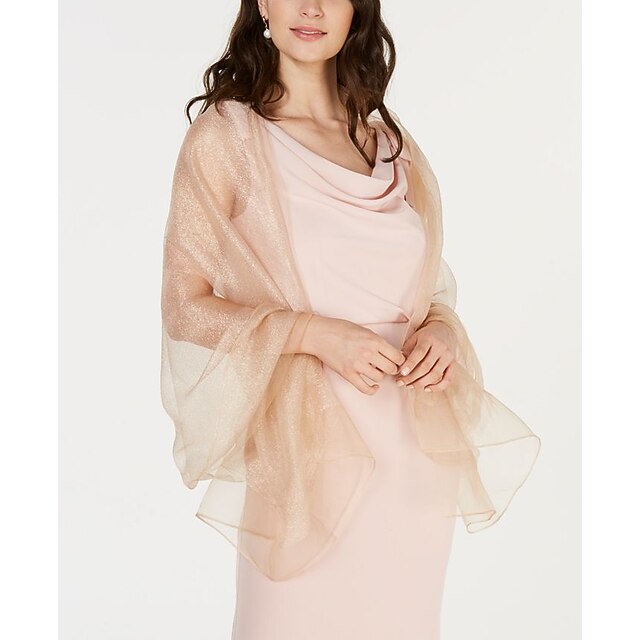 Shawls Women's Wrap Elegant Voiles & Sheers Sleeveless Organza Wedding Wraps With Pure Color For