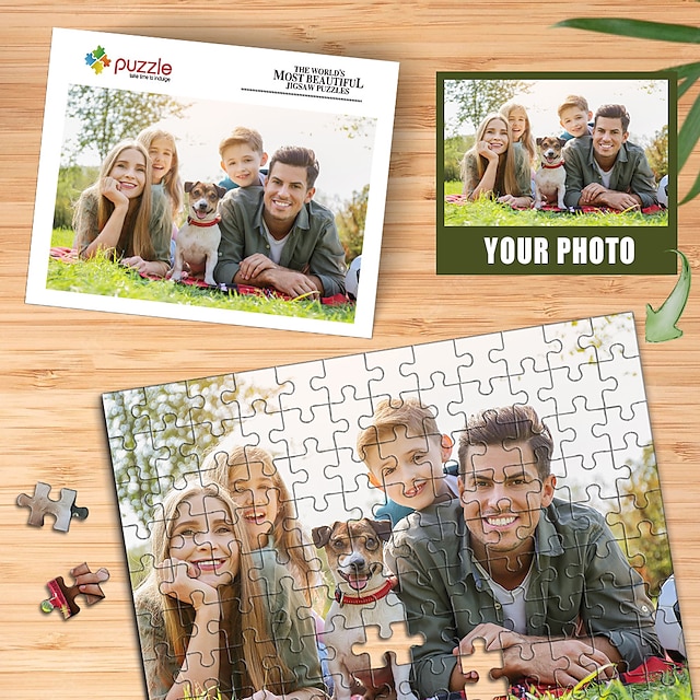  Customized Photo Puzzle Family Picture, Jigsaw Puzzles White Card Paper To Create Personalized Gift 500Pcs/100Pcs Personalized Valentine Gift Custom Made
