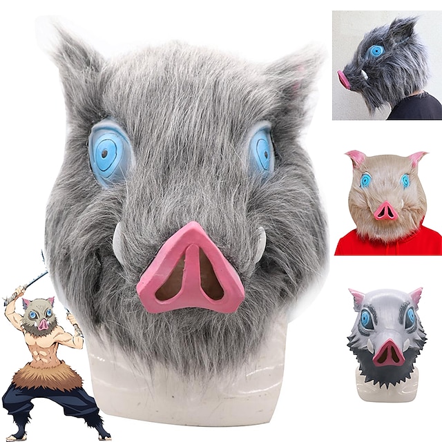  Accessories Mask Inspired by Demon Slayer: Kimetsu no Yaiba Pig Inosuke Hashibira Anime Cosplay Accessories Polyester Men's Women's Halloween Costumes