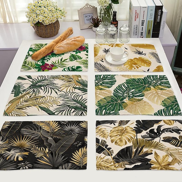  Green Placemats Heat Resistant Farmhouse Table Place Mat Stain Resistant Placemat, Placemat for Wedding Kitchen Dining Table Decoration Indoor Outdoor