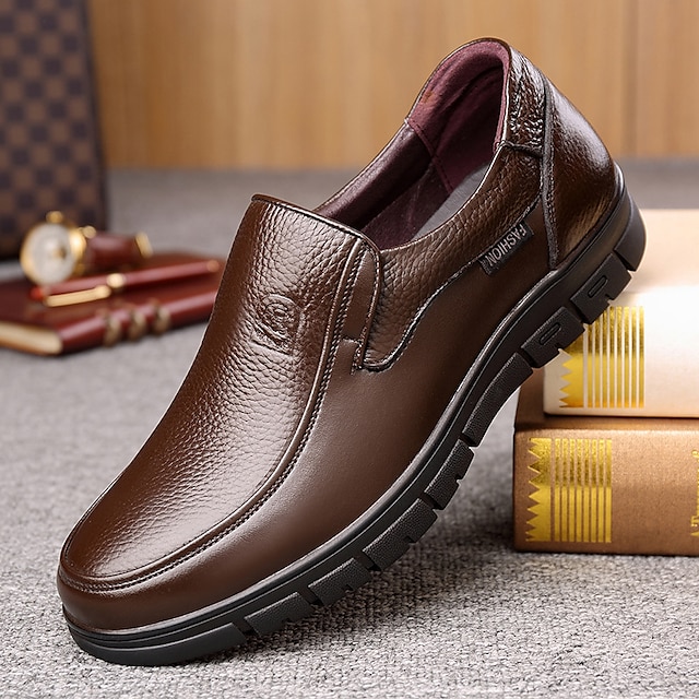  Men's Loafers & Slip-Ons Plus Size Comfort Shoes Walking Business Casual Outdoor Daily Nappa Leather Breathable Comfortable Slip Resistant Loafer Black Brown Summer Spring