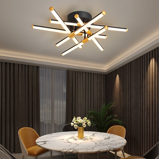  LED-Deckenleuchte 60/90 cm, geometrisches Design, dimmbar, Aluminium lackiert, luxuriöse, moderne Pendelleuchten für Esszimmer und Schlafzimmer, 110–240 V, nur dimmbar mit Fernbedienung