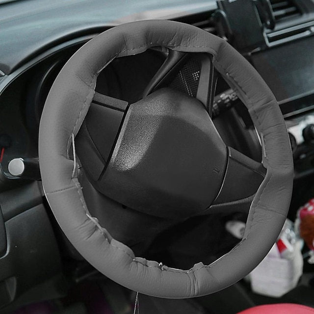  capa de trança de volante de carro agulhas e linha capas de carro de couro artificial suite 3 cores diy textura macia auto-costura