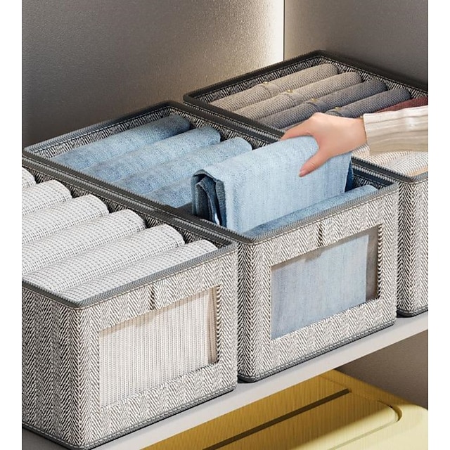  caixa de armazenamento visível armário gaveta de roupas caixa de separação de malha empilhamento de calças divisor de gaveta pode ser lavado organizador de casa