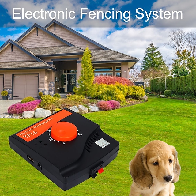  Sistema de cerca elétrica para cães de estimação, recarregável, à prova d'água, ajustável, de 6 níveis, cerca com fio para animais de estimação, coleira de treinamento para animais de estimação