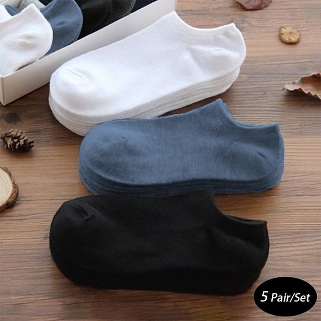  unisex 5 pares de calcetines tobilleros negro blanco gris color no show calcetines lisos invisibles calcetines de corte bajo casual diario básico medio cuatro estaciones transpirable