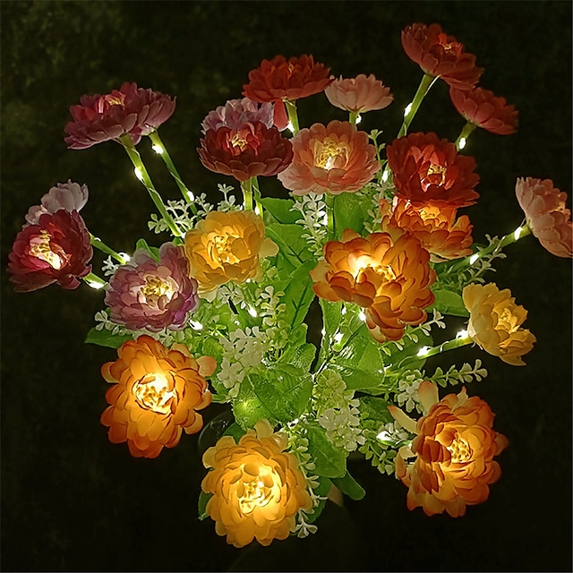  7 ראשים שמש שלג לוטוס מנורת פרחים סימולציה חיצונית מנורת פרחים led פרח מלאכותי החדרת מנורת גן וחצר אורות דקורטיביים מסיבת חג אורות דקורטיביים
