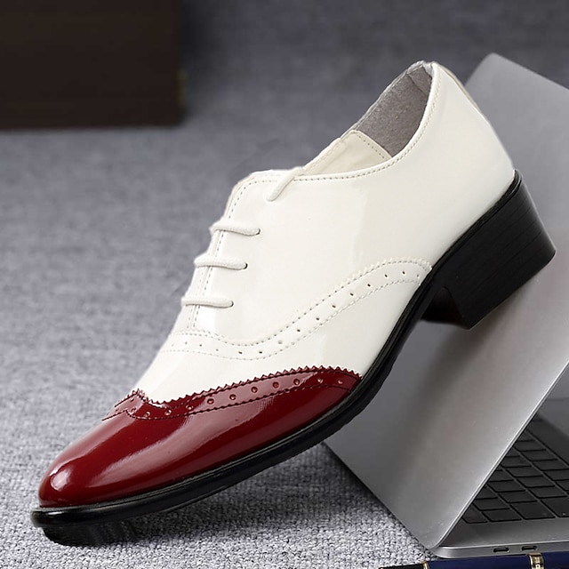  Men's Oxfords Derby Shoes Formal Shoes Brogue Dress Shoes Walking British Christmas Office & Career Party & Evening Patent Leather Lace-up Black Yellow Red Summer Spring