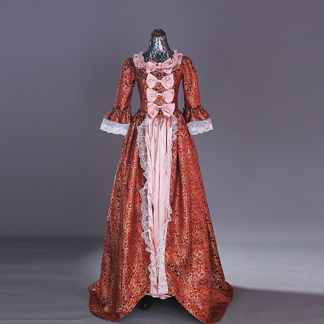  Ροκοκό Βικτοριανό 18ος αιώνας Vintage Φόρεμα Φορέματα Κοστούμι πάρτι Χορός μεταμφιεσμένων Φόρεμα χορού Μαρία Αντωνιέτα Μεγάλα Μεγέθη Γυναικεία Κοριτσίστικα Ζακάρ Βραδινή τουαλέτα Απόκριες