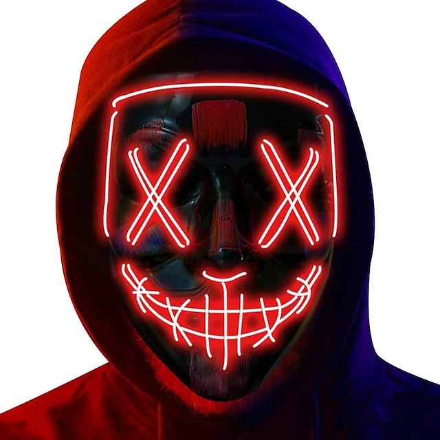  halloween masker led gloed zwart v masker spookwandeling dans koud licht masker