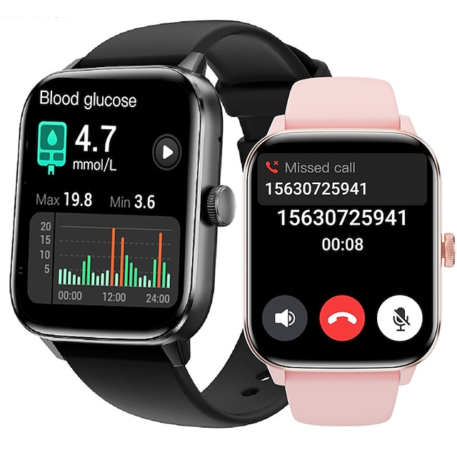  Imosi QS11 Smartwatches, Bluetooth-Anruf, 1,91 Zoll, Musik, wasserdicht, Herzfrequenzmesser, Sportuhren, Körpertemperatur, für Männer und Frauen