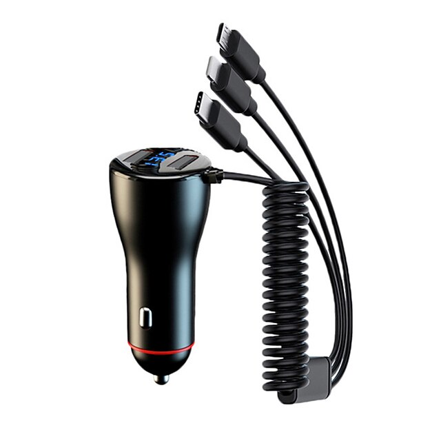  محول شاحن سيارة سريع للهاتف usb c 5 منافذ 230 واط شحن مع كابل 3 في 1 لهاتف iphone 14 pro max 13 12 samsung galaxy s23 / 22 google pixel