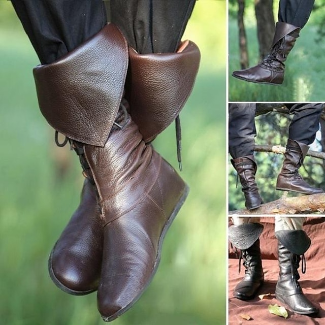  Medieval Renascentista Sapatos Botas sem salto Pirata Viking Cruzado Homens Unisexo Baile de Máscaras Festa / Noite Sapatos