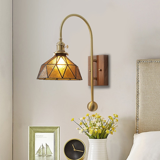  lightinthebox led-wandlamp glas 1-lichts, e27 moderne wandlamp, minimalistische vierkante bruin glazen wandkandelaar, moderne in hoek verstelbare wandlamp, voor studeerkamer woonkamer slaapkamer