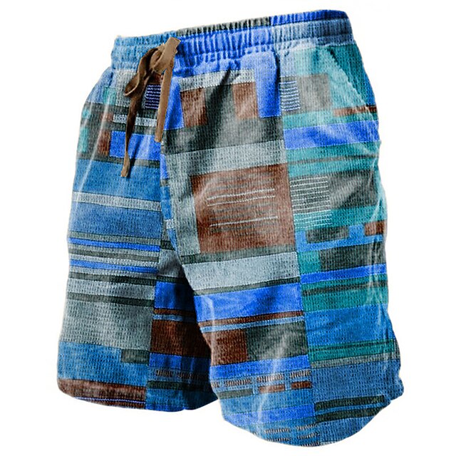 Men's Shorts Summer Shorts Beach Shorts Drawstring Elastic Waist 3D ...