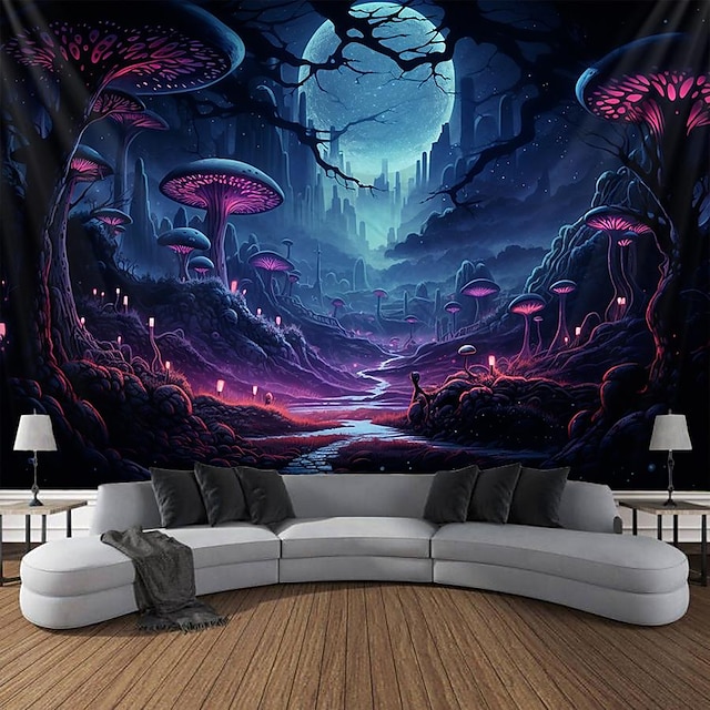 Trippy Mushroom Psychedelic Hanging Tapestry Wall Art Large Tapestry Mural Decor Photograph Backdrop Blanket Curtain Home Bedroom Living Room Decoration