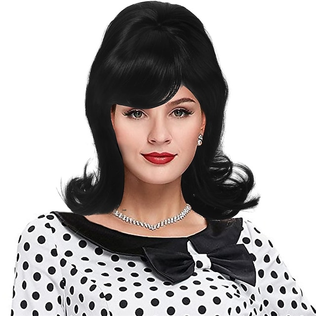  Blonde Beehive Wig 60s Blonde Wig Women 50s Flip Wig with Retro Bang Blonde Cosplay Carnival Vintage Costume Wig
